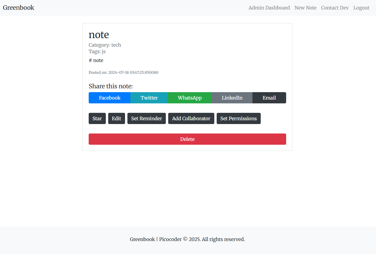 Greenbook - Modern Note Taking Application